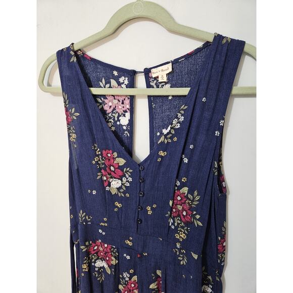 Hem & Thread Wrap Romper Blue Floral Womens Medium Tie Back Bloomcore Boho Gypsy - Picture 2 of 13